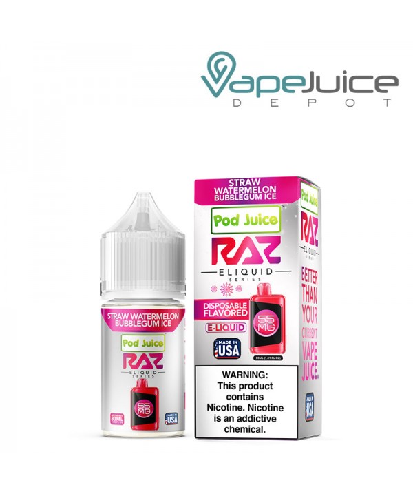 Straw Watermelon Bubblegum Ice Pod Juice x Raz Sal...